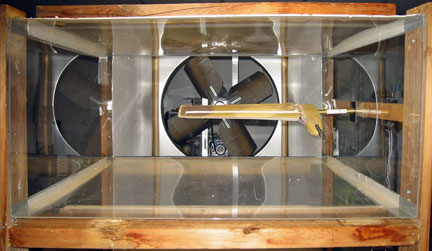 Original wing in test section with inlet removed